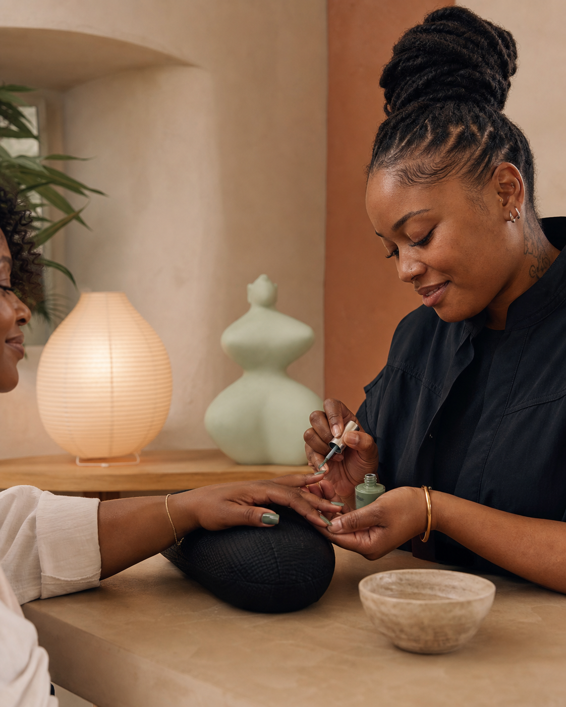 Nail artist checking a full appointment calendar