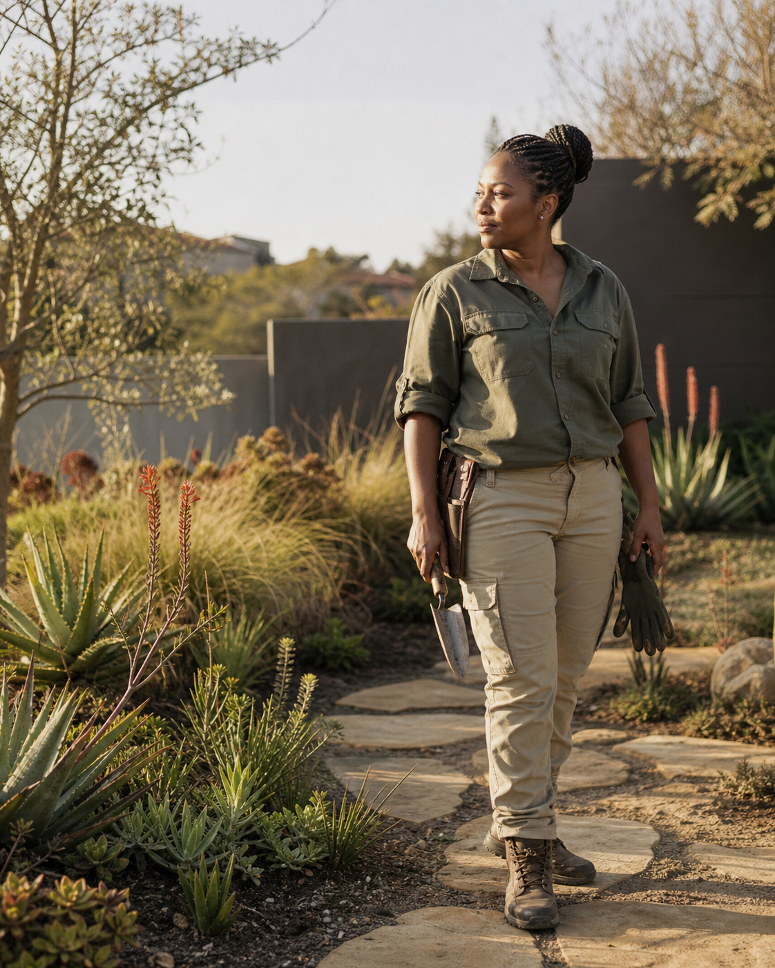 Garden service owner planning the work week