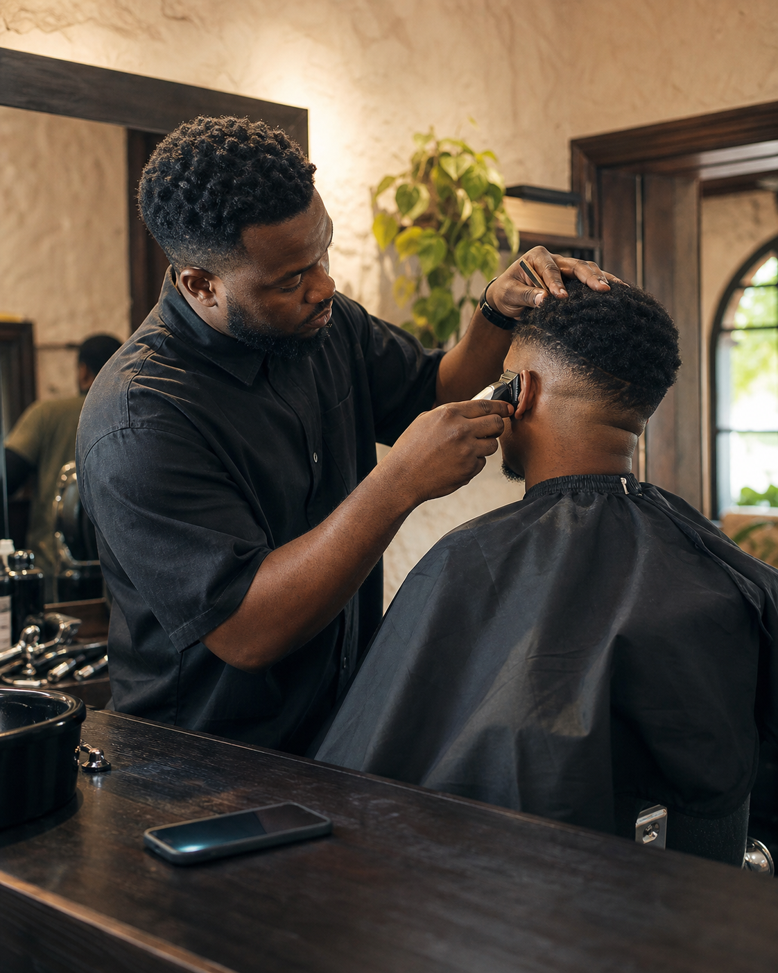 Barber welcoming a returning client